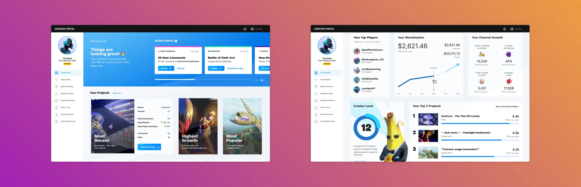 Creator Portal Dashboard